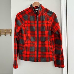 Merona grey/red plaid fleece zip jacket sz: XS